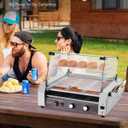 VEVOR Hot Dog Roller, 30 Hot Dog 11 Rollers, Stainless Steel Sausage Grill Cooker, 1600W Commercial Hot Dog Machine with Dual Temp Control, Cover, Side Storage Box, Removable Shelf & Oil Drip Tray
