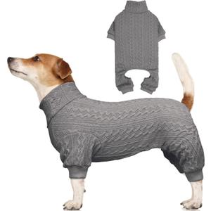Dog Sweaters for Large Dogs Turtleneck Knitted Pet Clothes Solid Color Puppy Sweater Warm Dog Sweater(Grey&XL)