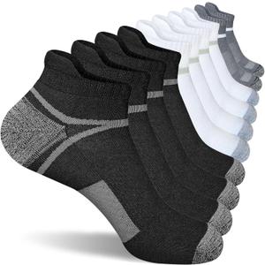 suaskk Men's Athletic Cushioned Ankle Socks, Comfort Wicking Anti-Blister Running Sock 5 Pairs (Black)
