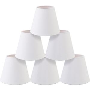 Senmao Home Decor Chandelier Shades Set of 6,Small lamp Shades clip on bulb, mini lamp shade with White Linen Dia 3"Top x 6"Bottom x 5"H (White, 3x6x5")