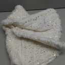 Christmas Tree Skirt 24 Inch Mini Faux Fur Plush Striped Textured Tree Skirt for Xmas Tree Ornaments Holiday Party (White & Gold)