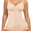 SHAPELLX Shapewear for Women Tummy Control Half Body Shaper Snatched Zipper Butt Lifting Faja Colombiana Bodysuits for Women (XX-Large, Skin)