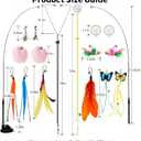 Suction Cup Cat Toy for Indoor Cats, 4 Play Modes Hands Free Interactive Cat Teaser Wand with 12 Replaceable Bell Attachments, Self Play Kitten Toys for Boredom Relief and Exercise