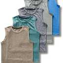 5 Pack: Boys' Athletic Tank Tops Dry Fit Sleeveless Shirts, Youth Kids Performance Workout Clothes, Medium
