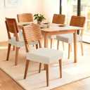 Songrey Waterproof Seat Covers for Dining Chairs Set of 4, No Rear Chair Covers, Stretch Removable Washable Chair Slipcover Protector, Beige
