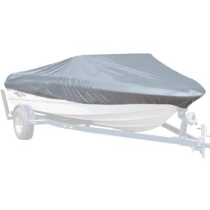 SeaSense: V-Hull Fishing Boat Cover  Accessories Include Heavy Duty Tie Downs, Storage Bag & Elastic Bow Strap  for Small Boats & Pontoons, Resists Mildew & Repels Water  14 - 16,Gray