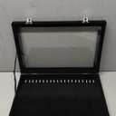 Jenseits Necklace Organizer Box, Tray with Clear Lid, Velvet Dustproof Necklaces Holder Storage Display Case, 20 Hooks Glass Top Jewelry Tray Drawer Insert for Pendant Bracelet (1-Black)