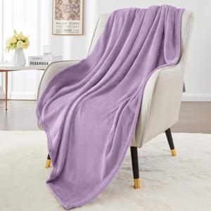 Elegant Throw Blanket for Couch & Sofa, All-Season Lightweight Fleece Blanket, Luxury Soft Cozy Fuzzy Throw for Her Him, Lavender, 50 x 56 Inches