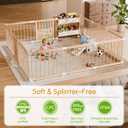 IKALIFE Large Wooden Baby Storage Playpen 11+3 Panels 70.9”×70.9”