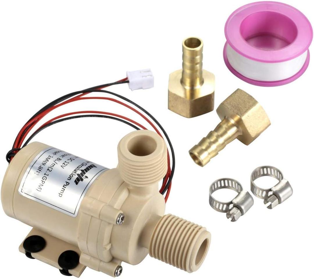 Bayite BYT-7A006 DC 12V Solar Hot Water Heater Circulation Pump Low Noise 3M Discharge Head 2.1GPM