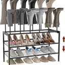 Adjustable Shoe and Boot Rack in One, Combined & Separate Use, Freestanding Boot Storage Organizer and 3 Tiers Tall Shoe Rack, Metal Shoe Rack for Closet, for Front Door Entrance Garage