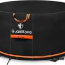 [Upgraded 1000D Heavy Duty Fabric] 32 Fire Pit Cover Round for 29- 32 Fire Pit/Tables, Waterproof Tear & Fade Resistant Firepit Cover with Buckle, Handle, Drawstring, Air Vent (32D x 16H,Black)