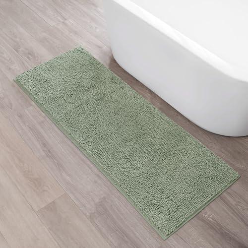 Ideas Resort Collection Plush Chenille Bathroom Rugs – Non-Slip Backing and Machine Washable, Sage Green - 20 x 60 Inches Bath Mat