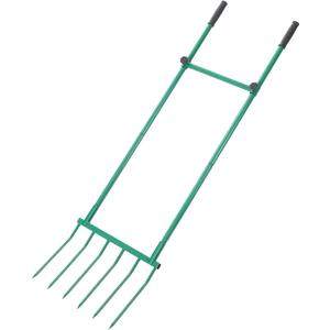 Zonon Heavy Duty Garden Broadfork 59" Steel Long Dual Handle Pitch Fork 16" Wide Broadfork 6 Steel Tines U-Shaped Hand Tiller Broad Fork for Farm and Garden Soil Loosening Weeding Composting Aeration