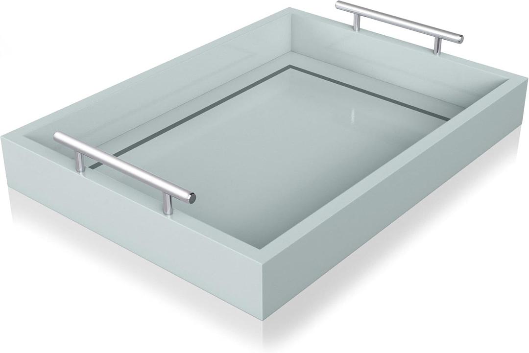 Deluxe Tray for Coffee Table  Modern Coffee Table Decor Tray, Duck Egg Blue Tray, Table Centerpiece Tray to Decorate Your Home - 16x12