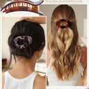 AWAYTR Flat Hair Clips For Women 4.33" Lay Flat Claw Clip for Hair 6Pcs Round Large Hair Claw Clips (Glossy - Leopard Series)