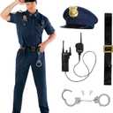 Morph Police Costume Men, Cop Outfit Men, Police Costume Adult, Halloween Costumes For Adults (Large)