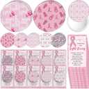 Geelin 60 Sets Breast Cancer Awareness Accessories for Women Mini Pocket Mirrors Pink Ribbons Portable Round Makeup Mirror with Think Pink Fight Card for Charity Recognition Public Event Survivor
