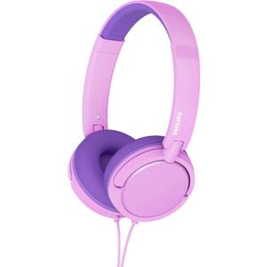 Philips K2019 Lightweight On-Ear Wired Kids Headphones - Built-in Mic, Safe Volume Limited, Foldable & Durable, Pink