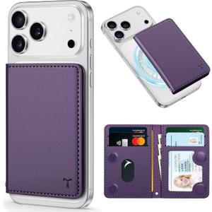 TUCCH for Magsafe Wallet with 6 Card Holders, RFID Blocking [Clear ID Window] PU Leather Men Women Folio Magnetic Phone Wallet for iPhone 17/16/15/14/13/12/Plus/Air/Pro/Pro Max Series, Dark Purple