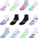 Hanes Girls' Cool Comfort Ankle, 12-Pair Pack Fashion Liner Socks (Small)