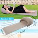 Inflatable Beach Mat Lounge Chair, Outdoor Sunbathing Sleeping Pad with Inflatable Pillow, Portable Flocking Beach Lounge Chair, Suitable for Lawn, Outdoor Camping, Travel, Beach Vacation (Khaki)