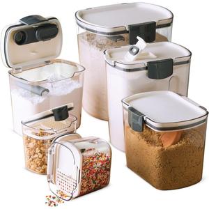 Progressive ProKeeper Baker's Airtight Kitchen Storage Canister Container Set for Flour, Sugar & More, Keeps Ingredients Fresh, with Accessories (Multicolor, 6- Piece)