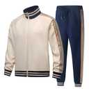 PYALT Men’s Tracksuits 2 Piece Set - Full-Zip Velour Sweatsuit for Casual Training or Outdoor Blue Khaki and Black Size XXL