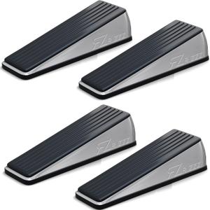 RIZZZ Heavy Duty Door Stoppers  4 Pack Zinc Alloy Door Stop Wedges with Non-Slip Rubber | Strong Metal Door Stop for Bottom of Heavy Doors