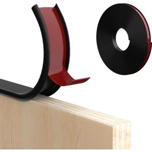 U-Shape Edge Banding, 1 inch x 20ft Edge TPE Self Adhesive Veneer Edging Trim Flexible Edge Protector, Strip for Countertop Cabinets Table Restoration Shelves, Black