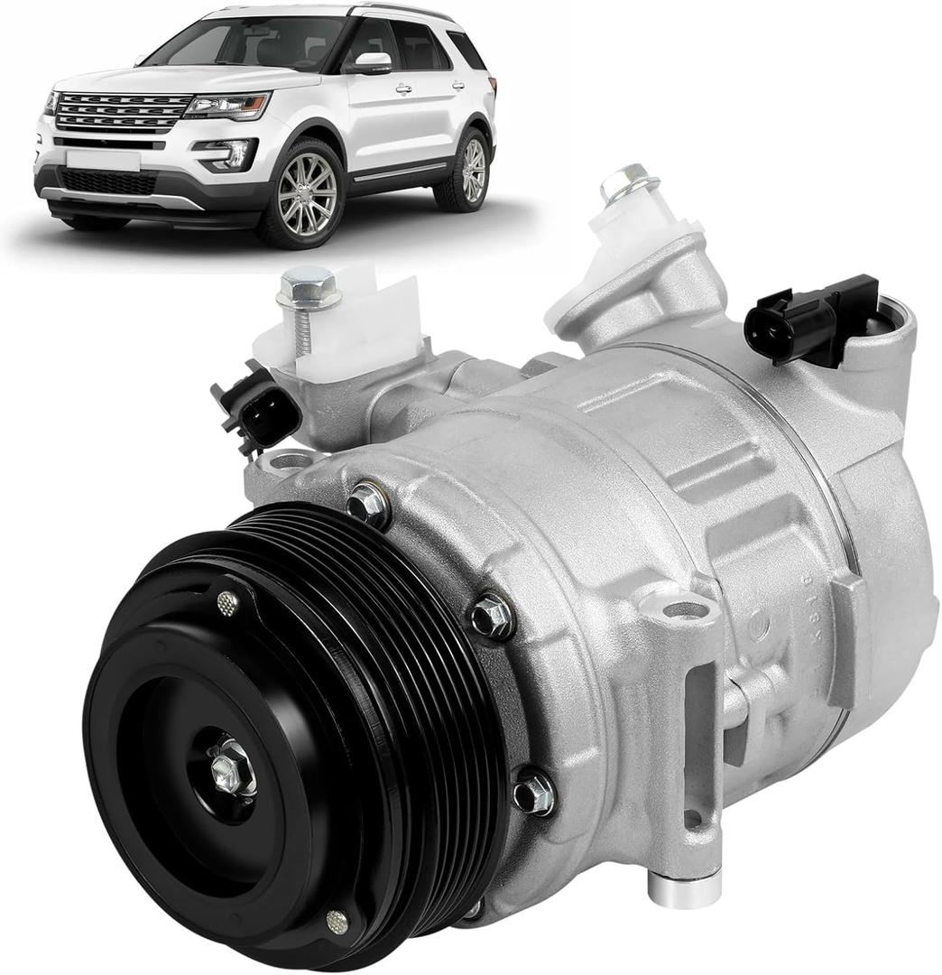 198358 AC Compressor Air Conditioner with Clutch Compatible with Ford Explorer/Taurus/Flex 2013-2018 (3.5L/3.7L); Compatible with Lincoln Continental 2017-2018 (3.7L) MKZ/MKS & MKT (V6 3.5L/3.7L)