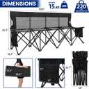 Soccer Bench- Folding Team Bench Soccer 4 Seats with Mesh,Black