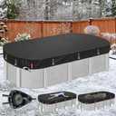 QH.HOME [2025 Upgraded Ultimate Windproof] 16x25 Ft Oval Pool Cover with Fast Tightening Patented Ratchet,Winter Pool Cover for Above Ground Pools [Durable, Tear Resistant] with Weight-Bearing Rings