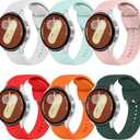 6 Pack Sport Silicone Bands Compatible with Samsung Galaxy Watch 7 40mm 44mm Watch Bands, Soft Silicone Sport Replacement Watch Bands for Samsung Galaxy Watch 7 for Women Men