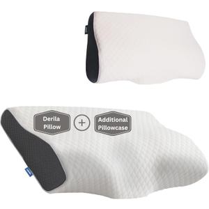 Derila Cervical Neck Pillow for Sleeping & Additional Pillowcase (19.7" x 11.8" x 3.9")