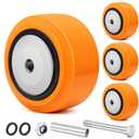 4'' x 2'' Industrial Replacement Wheels, Solid Polyurethane Wheels on Polyolefin Core with Dust Caps, 1/2'' Bore Heavy Duty Wheels 2400 lbs Capacity, Ideal for Trolleys, Carts(4 Packs)