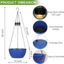 BAYN 2 Packs Solar Hanging Basket Planters for Plants Outdoor, Self Watering Blue Flower Plants Pots with Solar Light Drainer for Balcony Patio Garden Outdoor Decoration
