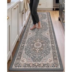 DEXI Anti Fatige Cushioned Kitchen Floor Mats Non Slip Runner 24x87, Grey, 87"L x 24"W x 0.4"Th