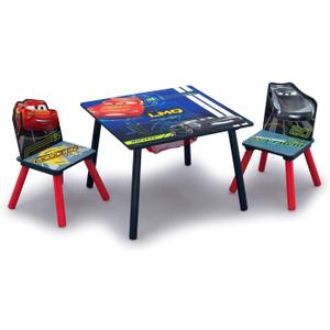 Delta Children Kids Table and Chair Set With Storage (2 Chairs Included) - Ideal for Arts & Crafts, Snack Time, Homework & More, Disney/Pixar Cars, 3 Piece Set