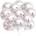 KatchOn, Huge Metallic Silver Balloons - 22 Inch, Pack of 12 | 4D Round Mylar Balloons for Silver Party Decorations, Birthday Party, 2026 Graduation Decorations, Wedding, Ramadan Decorations