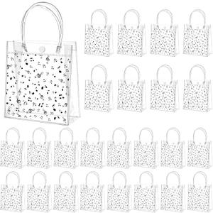 Tioncy 24 Pcs Musical Notes Party Favor Bags Musical Notes Clear Goodie Gift Treat Candy Goody Bags with Handle Music Gifts for Music Lovers Theme Birthday Party Supplies