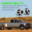 LEAPTREND 4pcs Chrome Dually Wheel Center Caps 8 Lugs Fit for 2011-2026 Chevrolet/Chevy Silverado 3500HD GMC Sierra 3500HD, Rim Hub Cover with Dual Rear Wheels (2 Front & 2 Rear), 8.9 inches