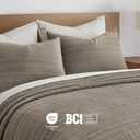 EVERGRACEHOME 100% Cotton Modern Lines Quilt Set King Size, Pre-Washed Soft Striped Coverlet Bedspread, 3 Piece Lightweight Bedding Set for All Season, with 2 Pillow Shams, Stone Taupe | Modern & Timeless, 100% Cotton, Soft, Pre Washed, Oeko-Tex Certified, Lightweight