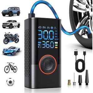 Tire Inflator Portable Air Compressor Portable Cordless Mini Air Pump with Digital Pressure Gauge 150PSI 3X Fast Inflation and Auto Shutoff Function Tires Pump for Cars Motorcycles Bikes Balls (Black)