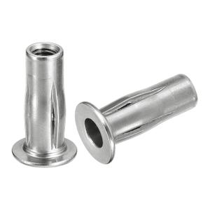 uxcell M5 Multi-Grip Rivet Nuts, 10pcs Pre-Bulbed Shank Flat Head Threaded Insert Nut 304 Stainless Steel Plus Nuts for Construction Industrial