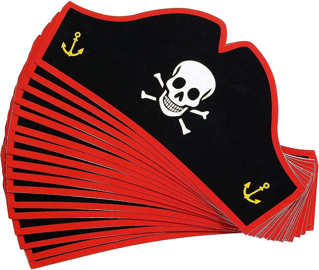 Juvale Cardboard Pirate Hats - Adjustable Party Hats for Halloween Pretend Play Party Favors - 24 Count