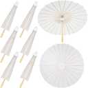 Sadnyy 33 Inches Paper Umbrellas Paper Decorative Chinese Japanese Parasol Umbrella DIY Oiled Painting Umbrellas Crafts for Wedding Bridal Party Decor(White,6 Pack)
