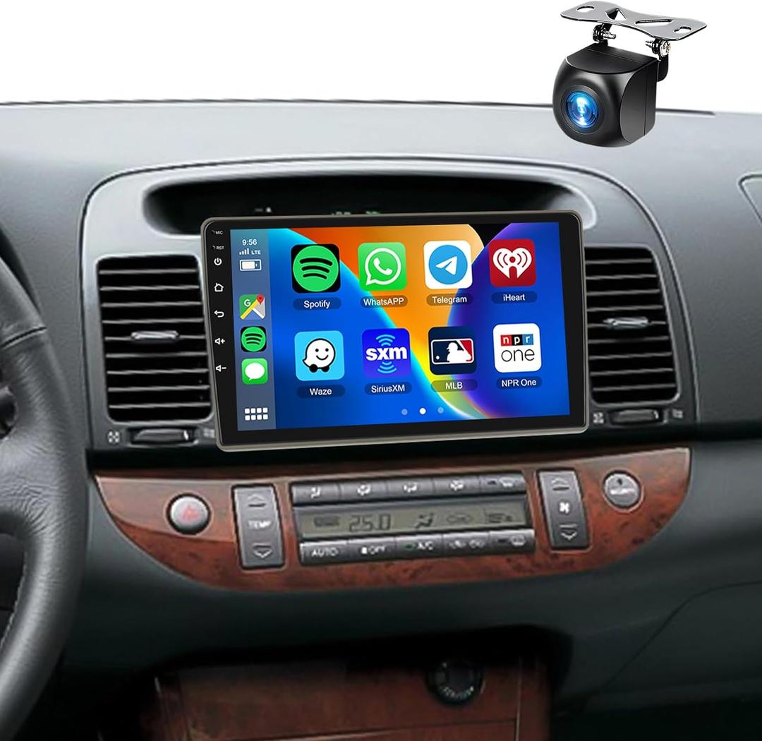 2+64G for Toyota Camry 1997-2003 Car Radio Manual AC with Wireless Carplay/Android Auto,Android Car Stereo 9 Inch Touch Screen GPS Navigation WiFi Bluetooth FM/RDS Mirror Link SWC+ Backup Camera&Mic