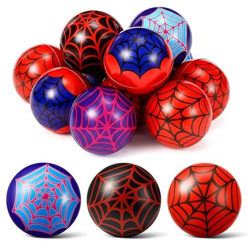 Civaner 7 Pcs Spider Party Favor, 1.57'' Spider Web Stress Ball Sensory Fidget Toys for Kids Birthday Decorations Game Supplies Goodie Bags Stuffers Easter Basket Filler Classroom Gifts (3 Style)