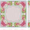 Pink and Green Boho Floral Stripes Mahjong Mat 31.5"x31.5",Abstract Watercolor Cottagecore Pink Stripes Non-Slip Noise Reduction Gaming Mat for American Mahjong Poker Card Board Games Dominoes